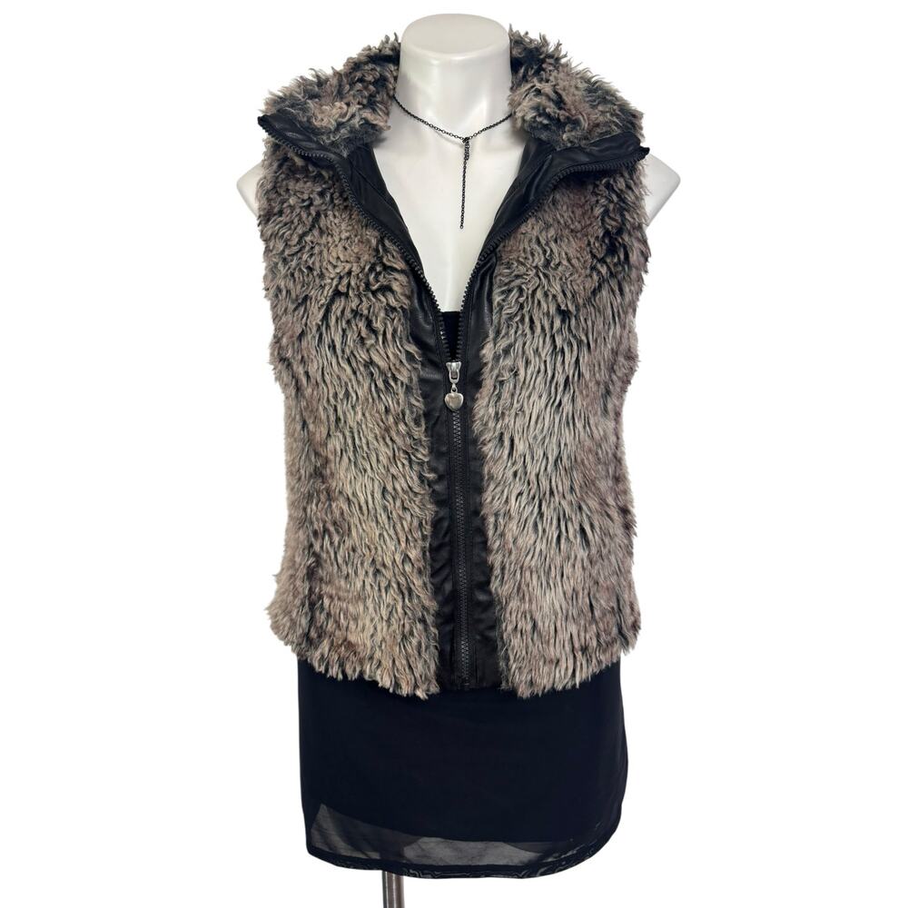 Dollhouse Shaggy Fur and Leather Vest Size M Mob Wife Grunge y2k